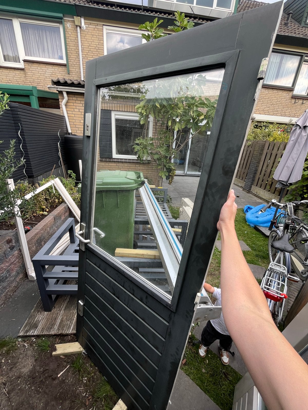 Buitendeur met glas, 87x204cm, Ophalen, Gebruikt, 80 tot 100 cm, Buitendeur