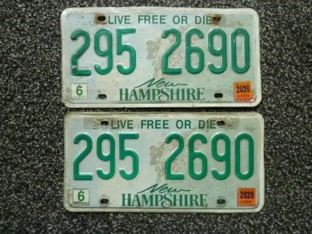 Paar License plates / kentekenplaten New Hampshire USA, Verzenden, Gebruikt, Auto's