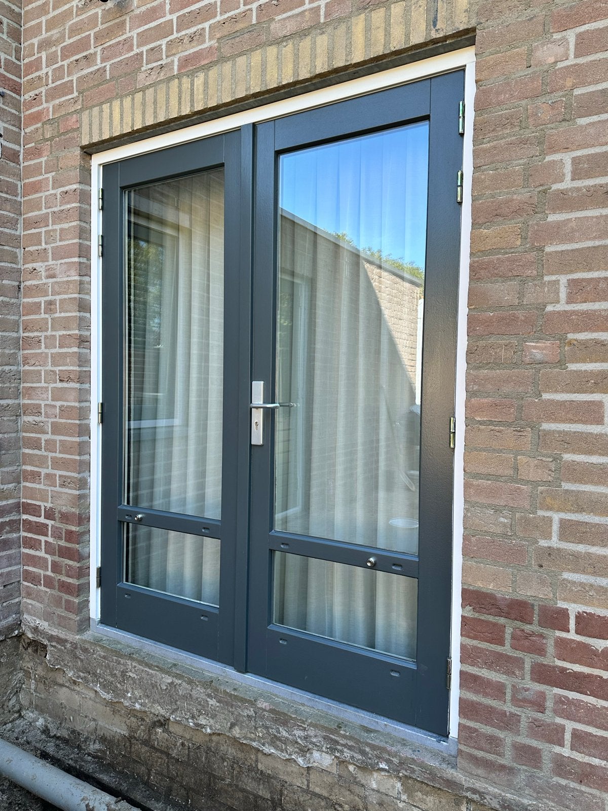 Dubbele tuindeuren incl. kozijn en dorpel, Gebruikt, Buitendeur, 200 tot 215 cm, Hout