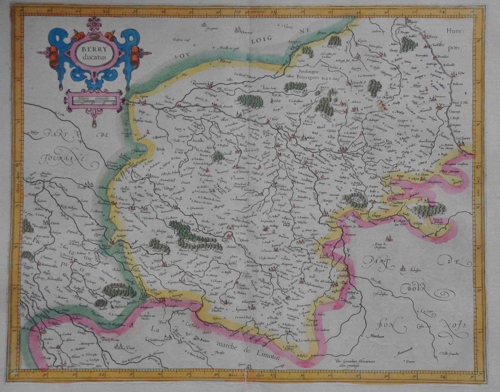 Mercator kaart uit 1613 Frankrijk Indre Centre Le Berry, Gelezen, Voor 1800, Frankrijk, Ophalen of Verzenden