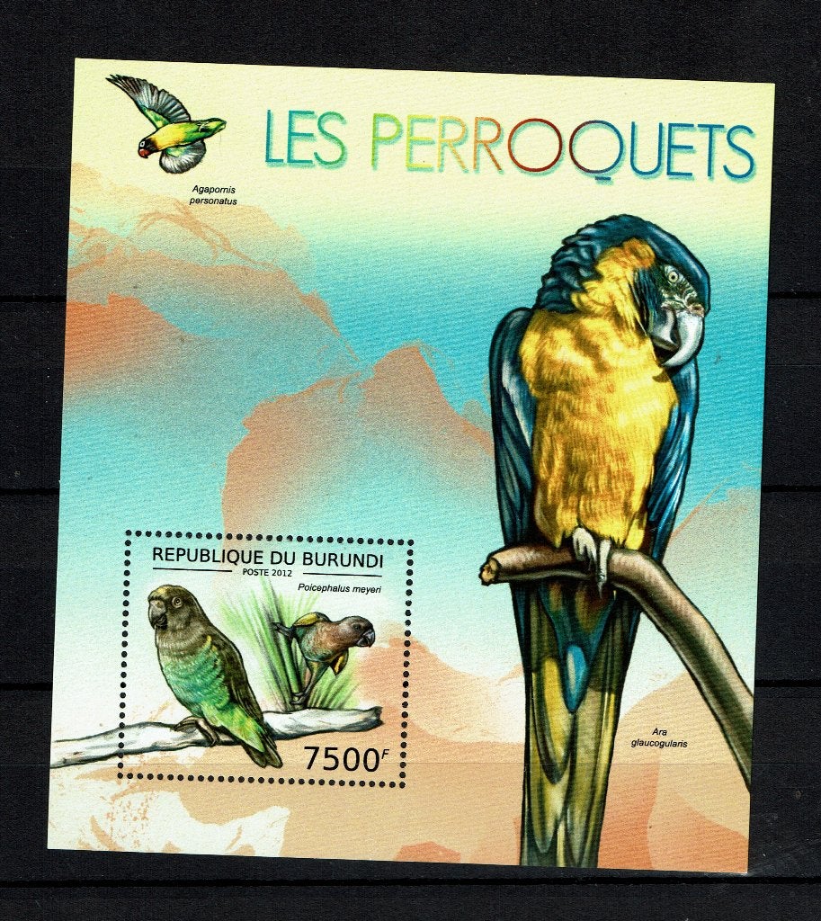 burundi 2012 pf blok papegaaien vogels parrots birds, Ophalen, Postfris, Dier of Natuur