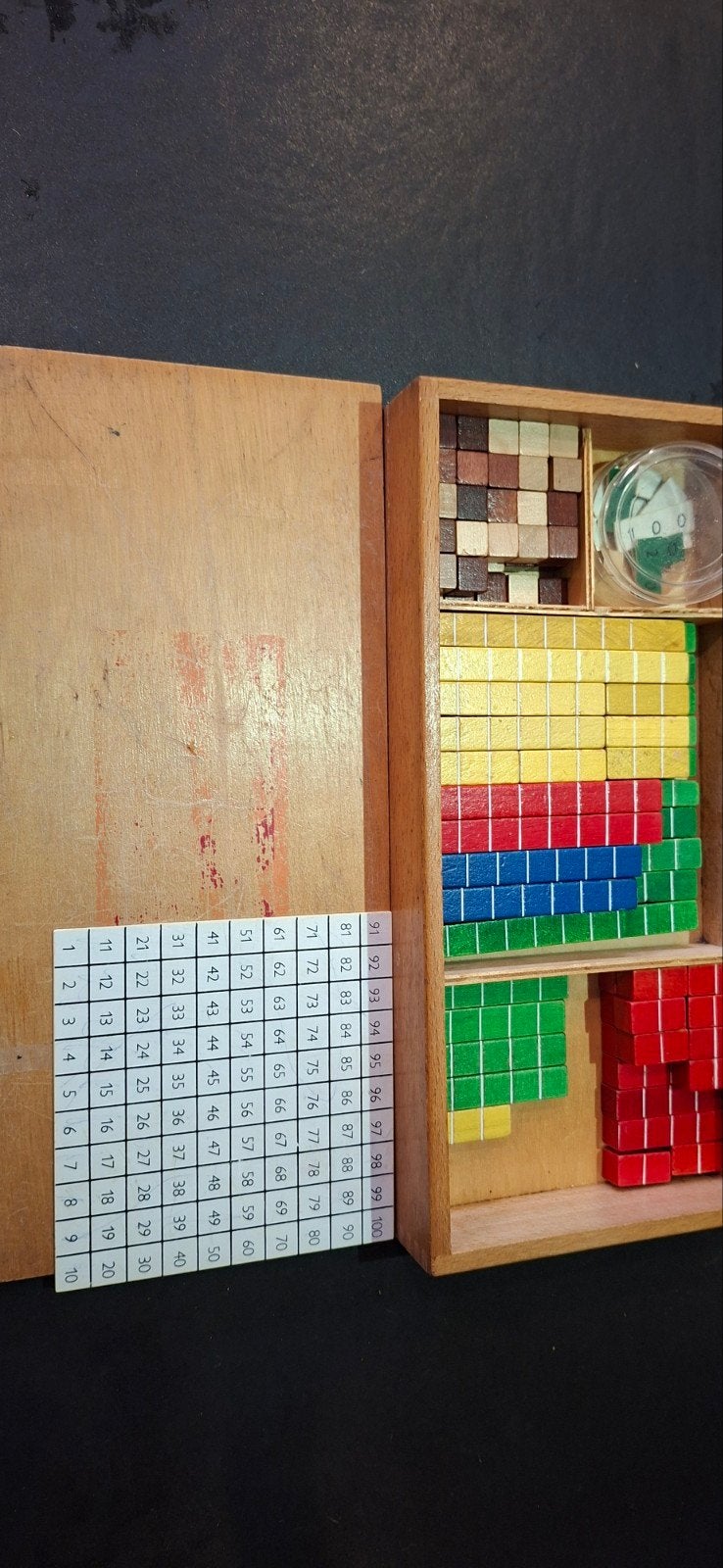 Houten Honderdbord Montessori Rekenkist met Rekenblokjes, Ophalen, Gebruikt, Rekenen