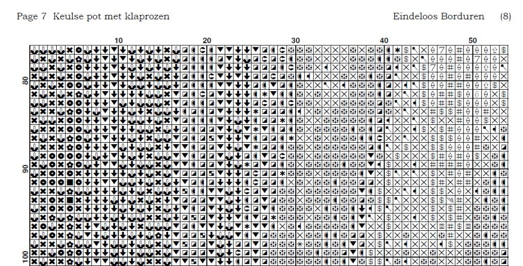 Borduurpatroon: Keulse pot met klaprozen, Zwolle, Patroon, Verzenden, Eindeloos Borduren