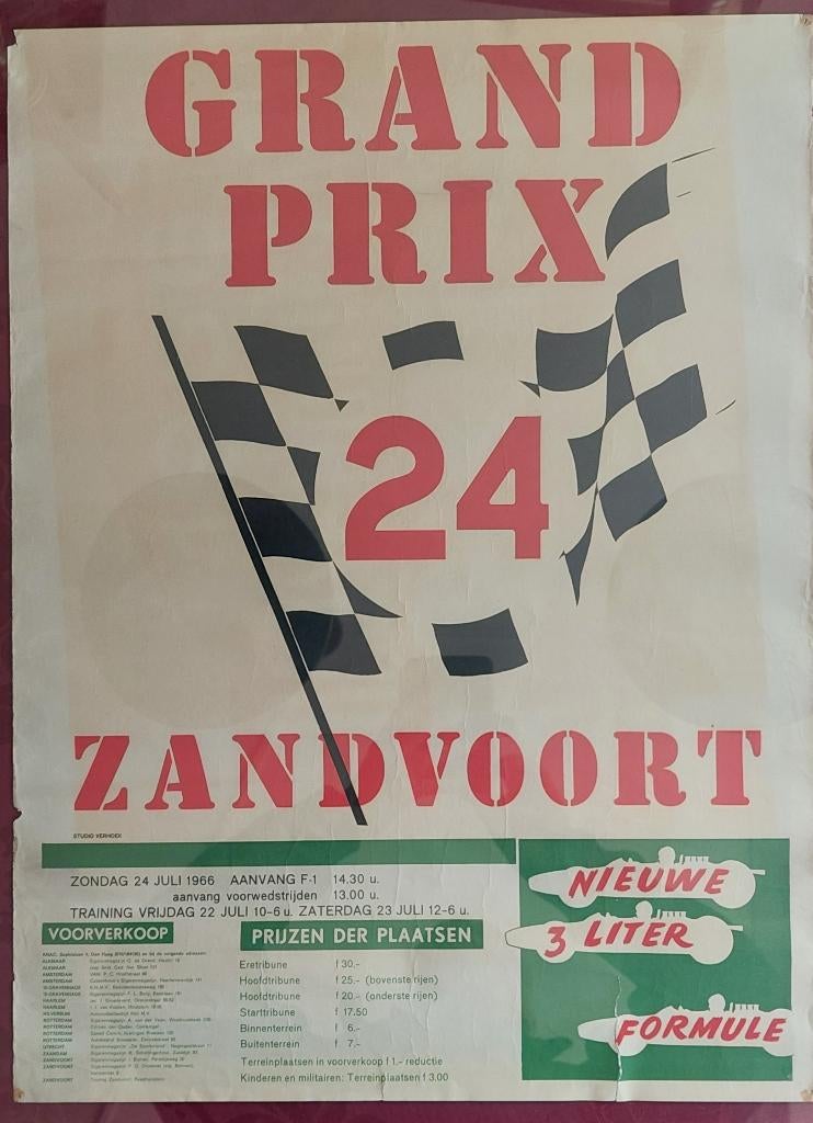 Originele poster Formule 1 Grand Prix Zandvoort 24 Juli 1966, Ophalen of Verzenden, Gebruikt, Formule 1