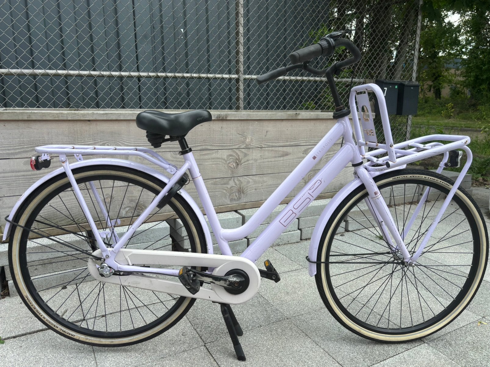 Hippe lila BSP Metropolis transportfiets 50 cm- 3 versn., Fietsen en Brommers, Fietsen | Dames | Damesfietsen, Gebruikt, Versnellingen