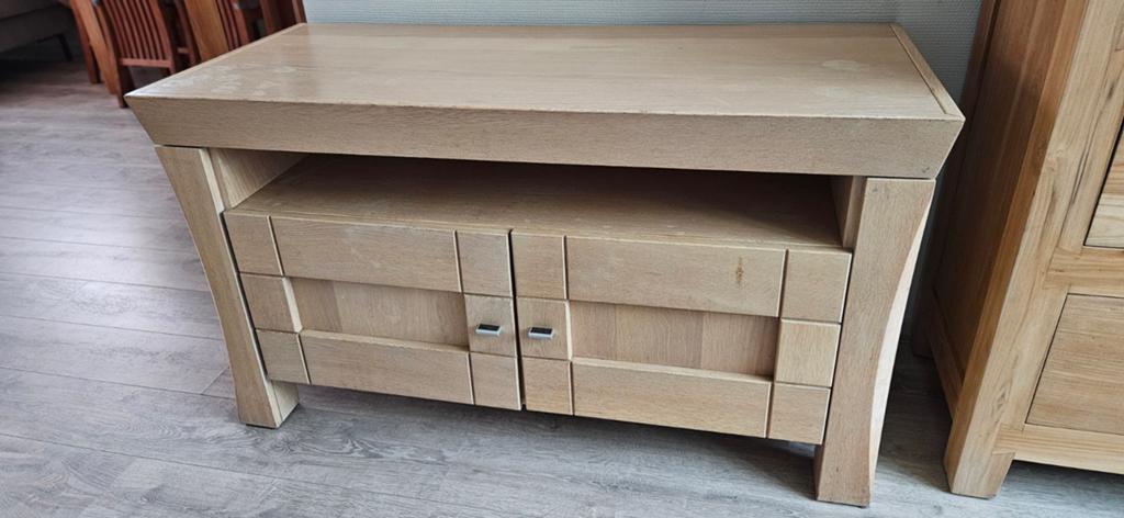 Houten TV-meubel met opbergruimte, Huis en Inrichting, 100 tot 150 cm, Eikenhout, Ophalen of Verzenden, Minder dan 100 cm