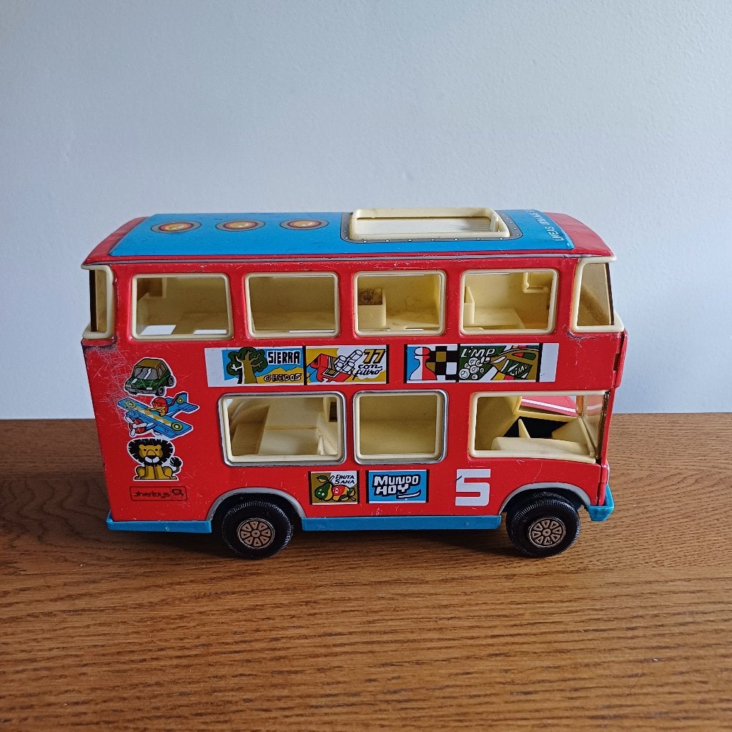 Vintage speelgoed dubbeldekker bus Obertoys, Verzamelen, Gebruikt, Onbekend, Ophalen of Verzenden, Onbekend