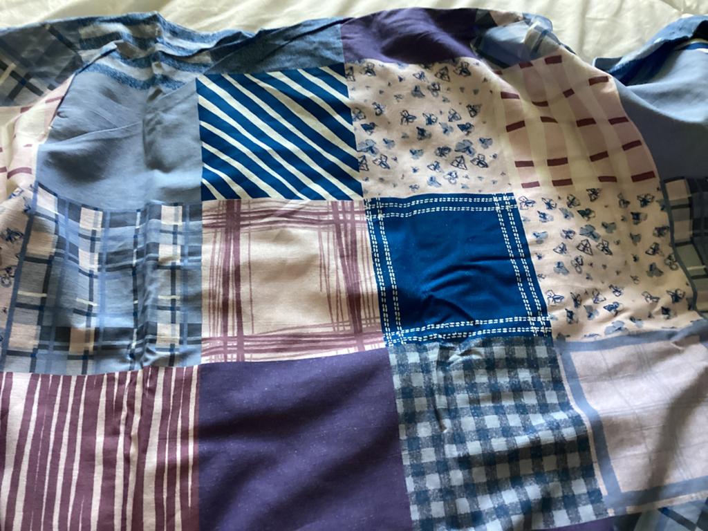 Lits-Jumeaux Dekbedovertrek - Patchwork Design 220x200, Ophalen, Gebruikt, Blauw, Dekbedovertrek
