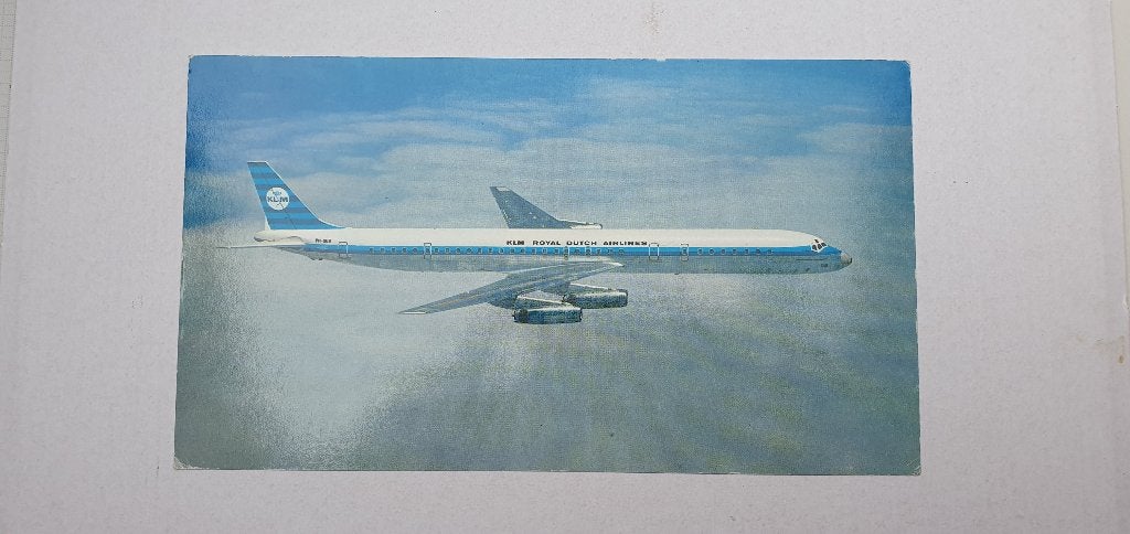 Luchtvaart Ansichtkaart (1967)–KLM Douglas Super DC-8-63, Verzamelen, Ophalen of Verzenden, Gebruikt, Kaart, Foto of Prent