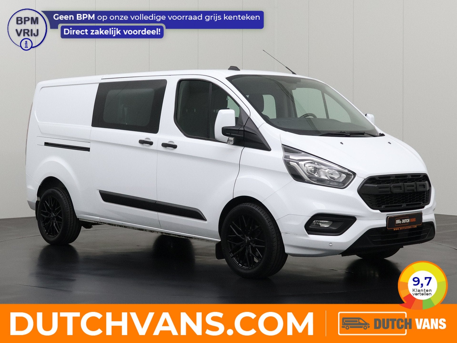 Ford Transit Custom 2.0TDCi Lang Dubbele Cabine Sport | 6-Pe, Stof, Gebruikt, 2800 kg, Wit
