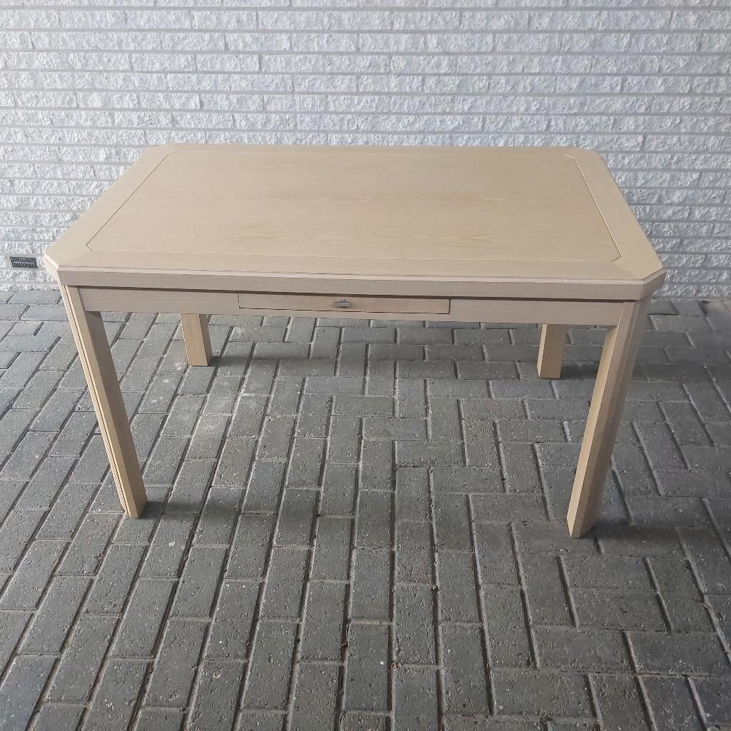 Eettafel - Eikenhout - White Wash - 130x80 cm, Ophalen, Gebruikt, 100 tot 150 cm, Eikenhout
