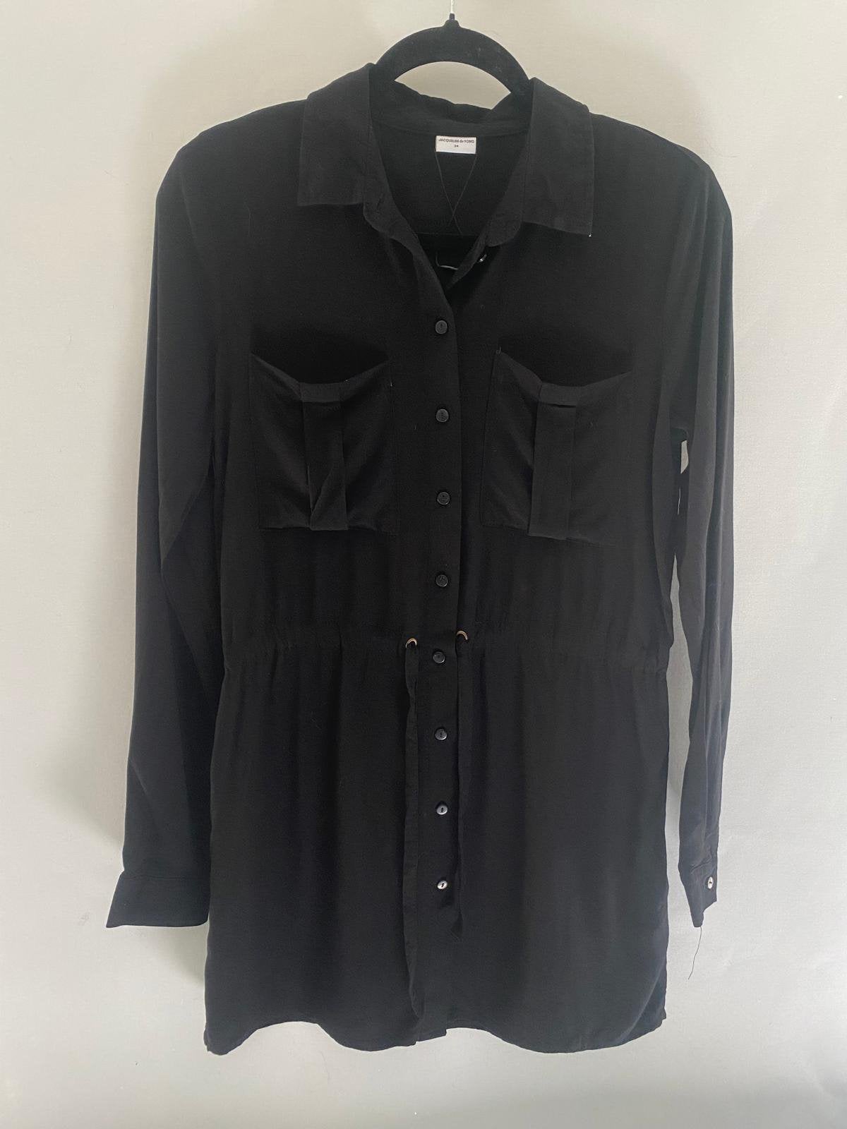Jacqueline de Yong zwarte blousejurk taillekoord | XS / 34, Kleding | Dames, Zwart, Ophalen of Verzenden, Zo goed als nieuw, Maat 34 (XS) of kleiner
