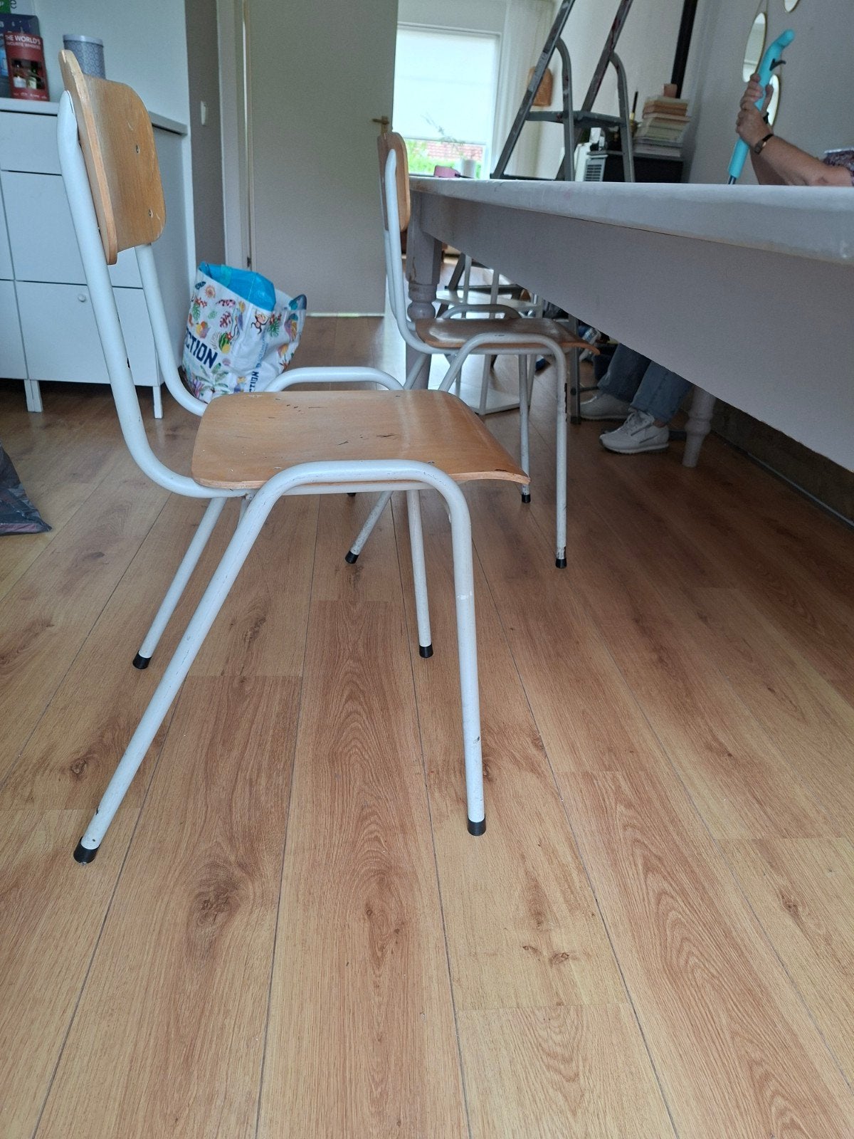2x Oude schoolstoelen, Ophalen of Verzenden