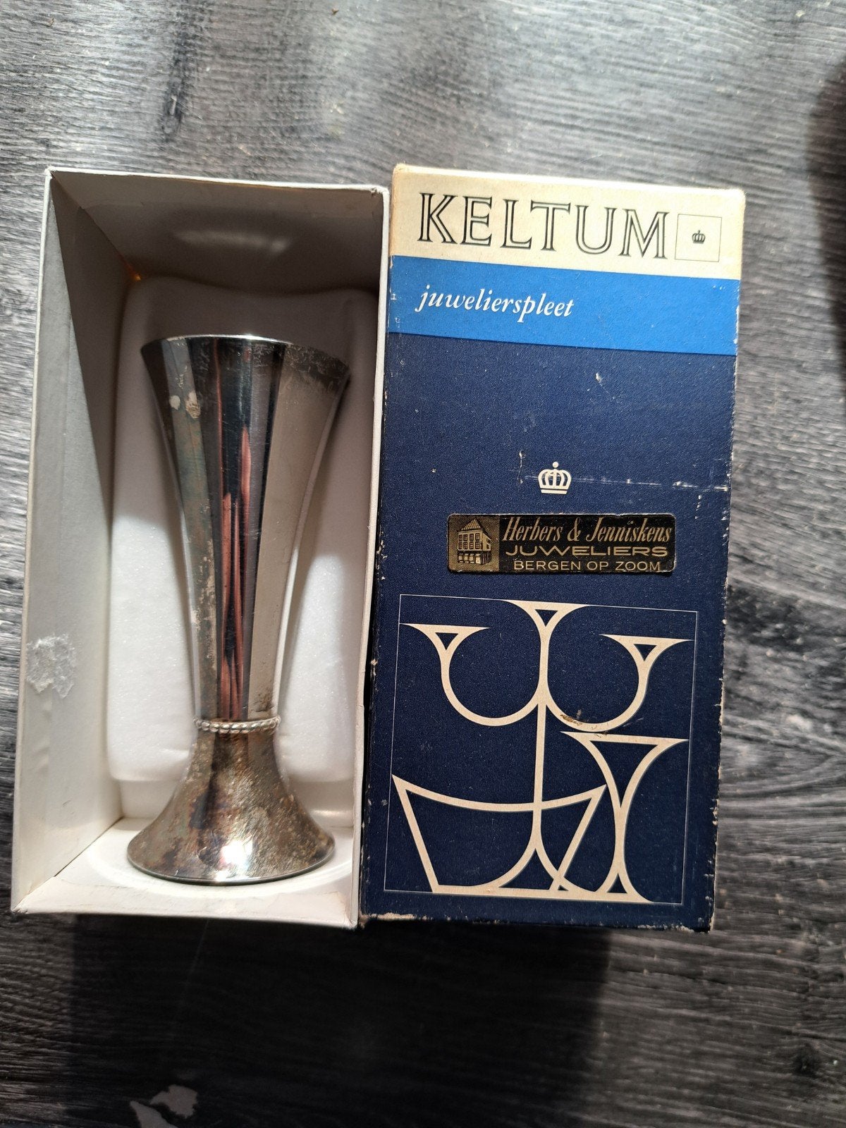 Vintage Keltum Zilveren Vaasje - Juwelierspleet, Antiek en Kunst, Ophalen of Verzenden