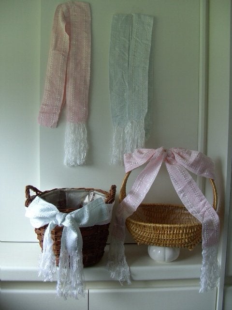 BAND VOOR LUIERTAARTEN IN ROZE OF BLAUW DECO DOOPSUIKER MAND, Kraamcadeau, -, -, Nieuw