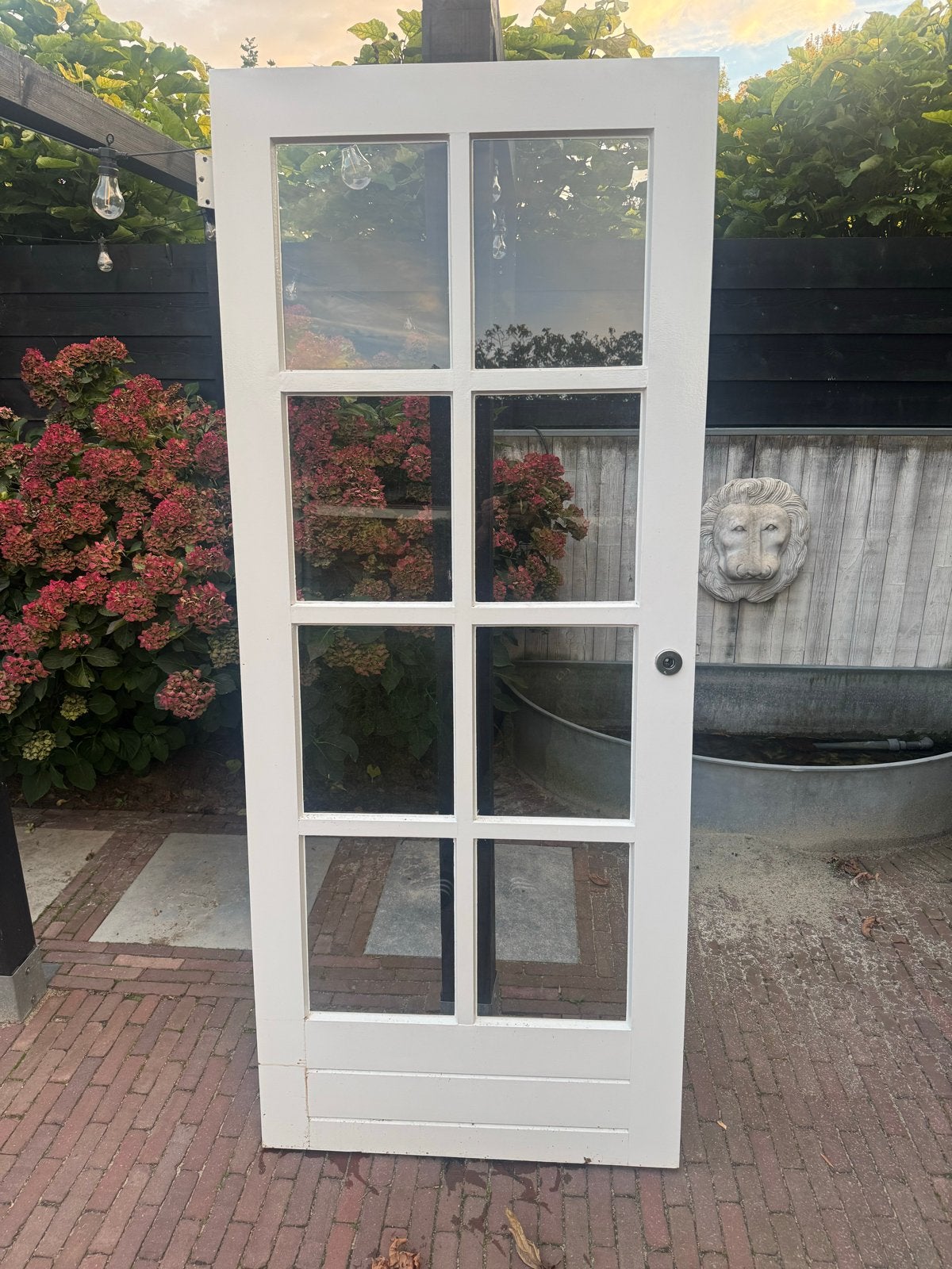 Binnendeur 87x208 cm met glas en scharnieren, Ophalen, Gebruikt, 80 tot 100 cm, Binnendeur