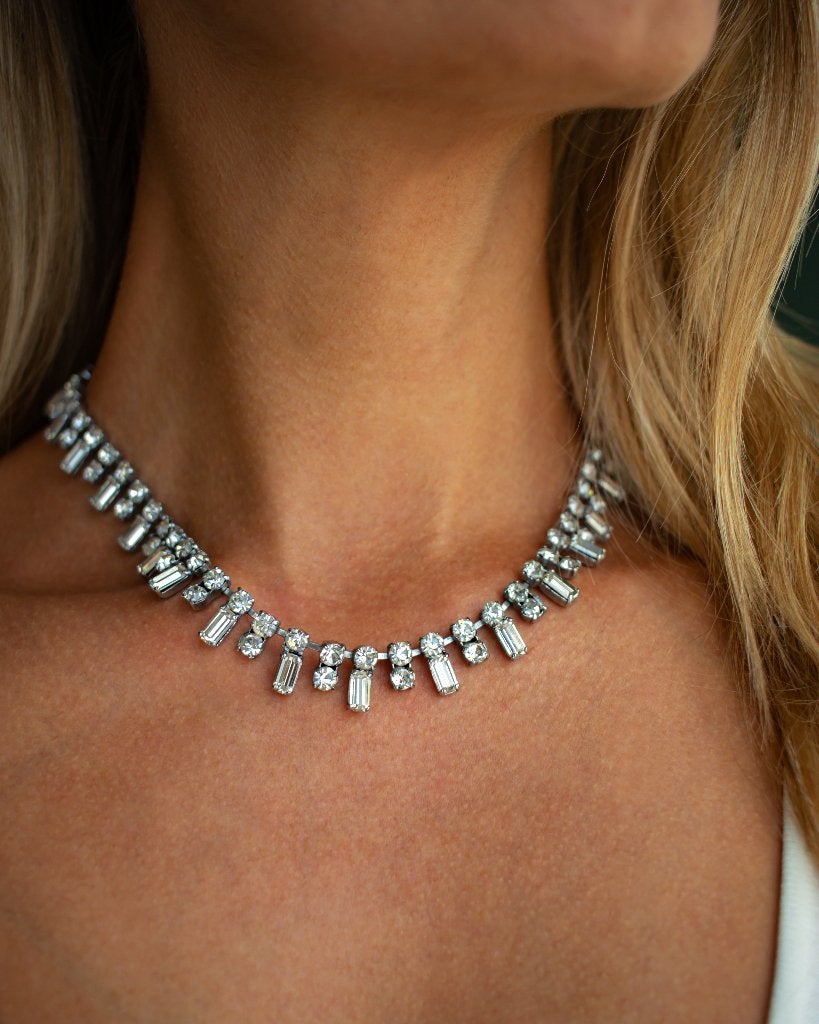 Vintage Halsketting met Cubic Zirconia, Overige materialen, Ophalen of Verzenden, Zo goed als nieuw, Met edelsteen