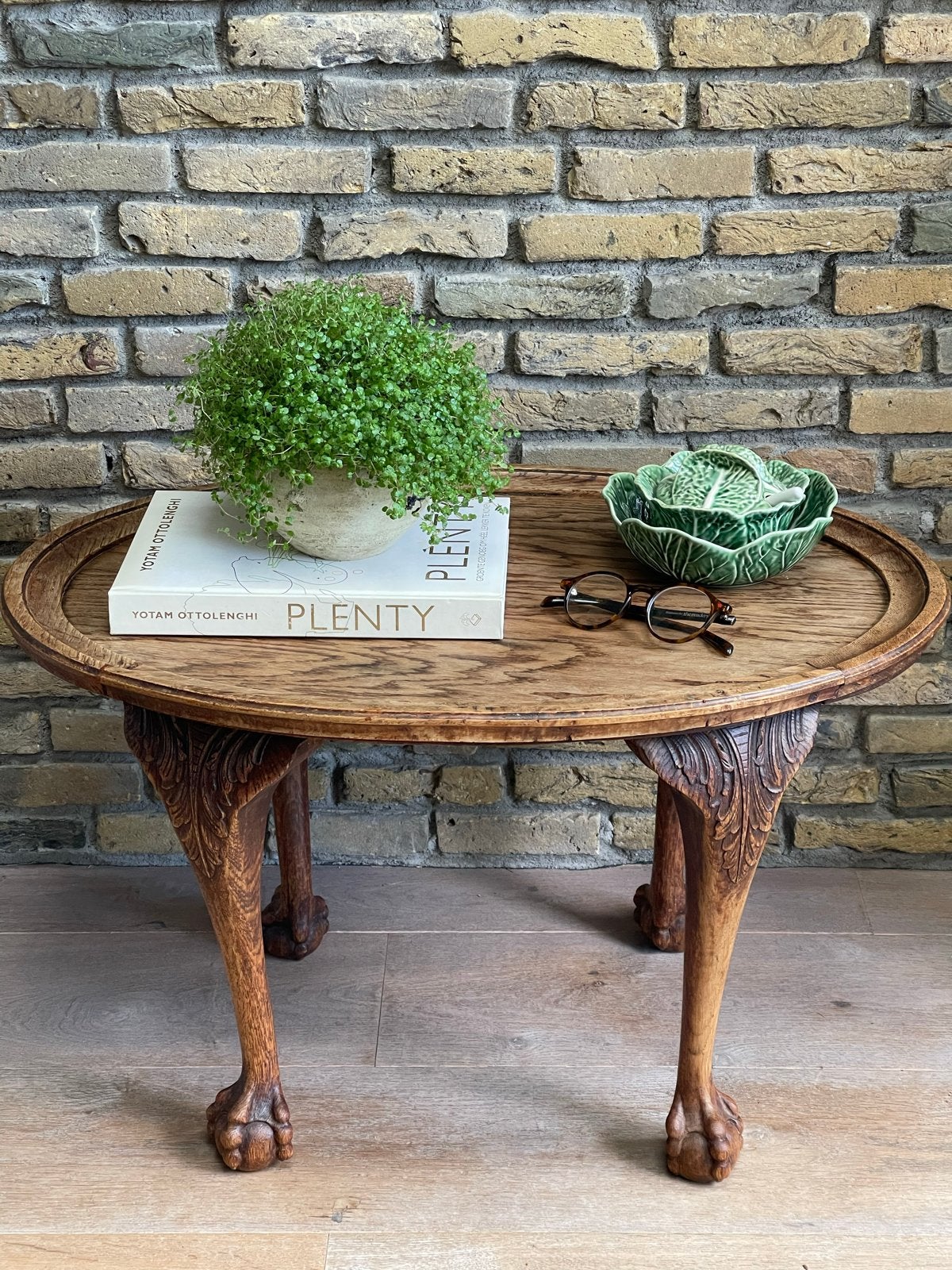 Antieke Salontafel /bijzettafel met Klauwpoten - Eikenhout, Ophalen