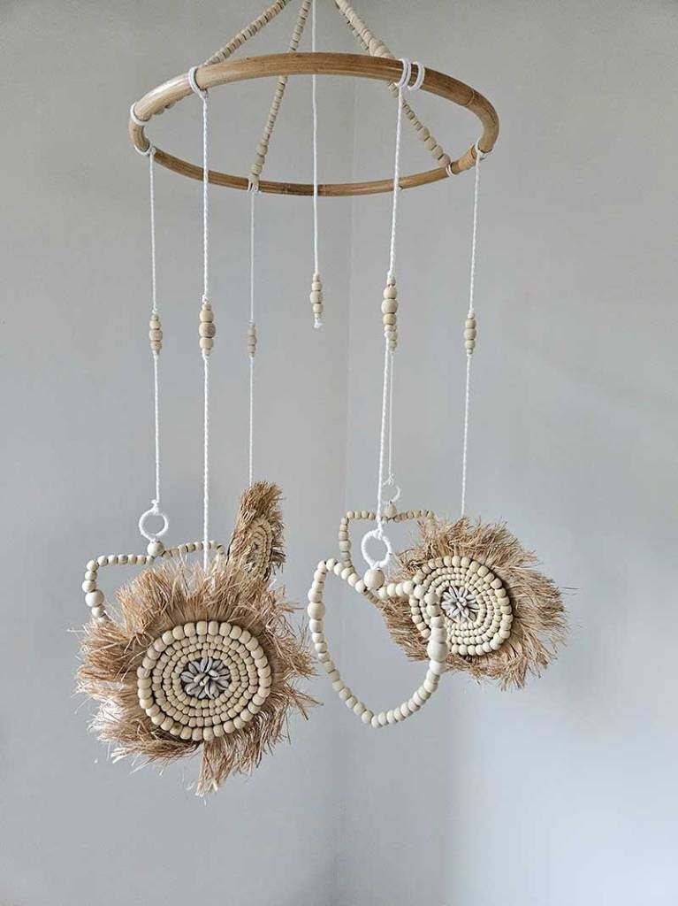 Boho mobiel uit Bali, Beige, Boho, Hout, Ophalen of Verzenden