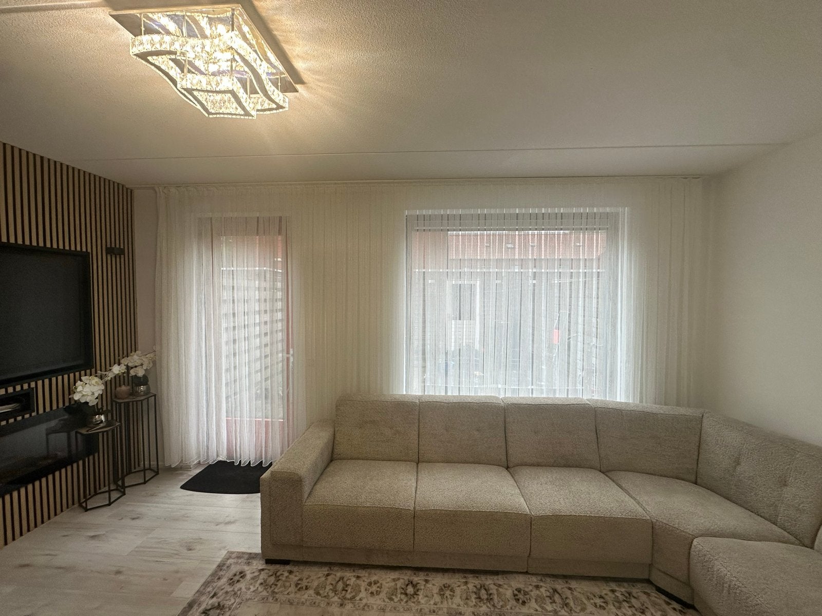 Lichtdoorlatende Vitrage - 500x250 cm, Vitrage, Gebruikt, Wit, Ophalen of Verzenden