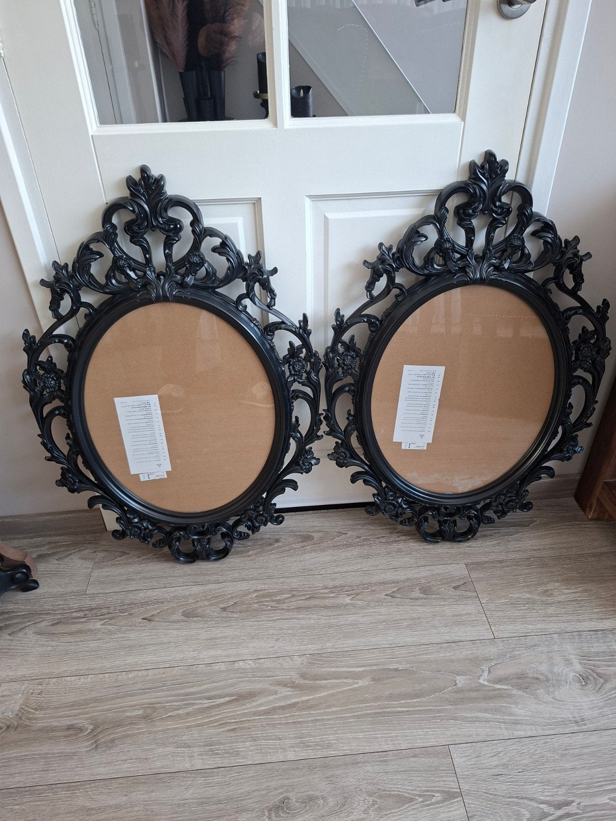 Set van 2 zwarte barok fotolijsten, ovaal, 80x60 cm, Ophalen, Ovaal, Minder dan 50 cm