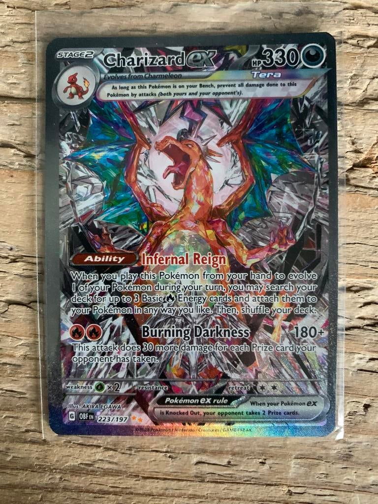 Charizard ex 223/197 Obsidian Flames Pokémon Kaart, Ophalen, Zo goed als nieuw, Losse kaart, Foil