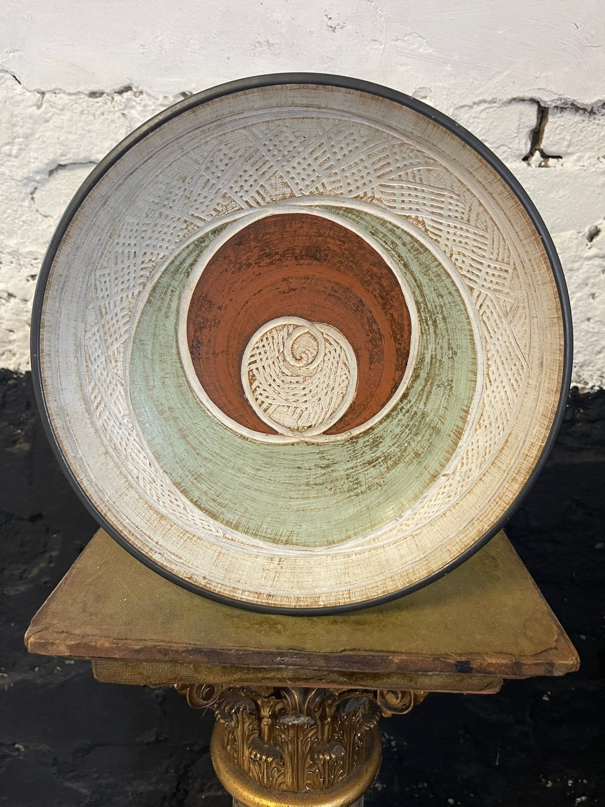 Vintage West Germany bord schaal mid century cirkel grafisch, Ophalen of Verzenden, Gebruikt, Aardewerk, Bord(en)