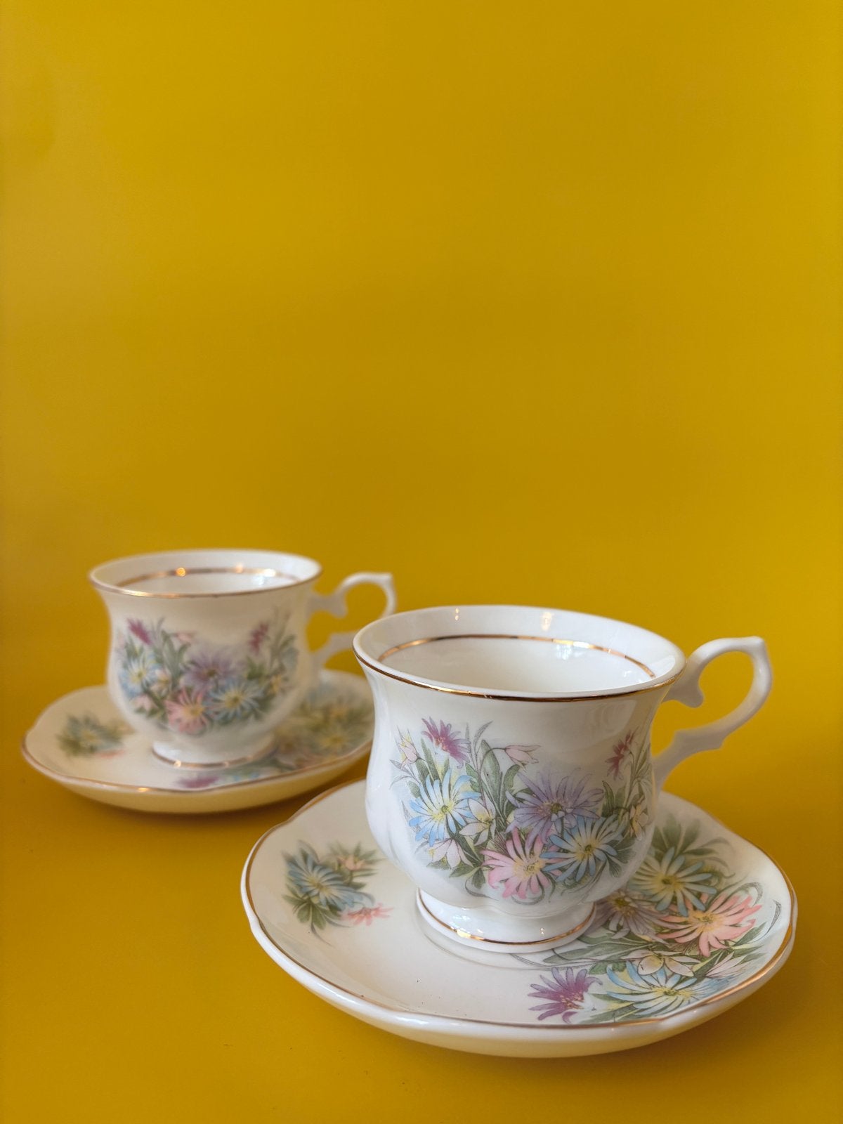 Vintage Cambridge Garden Kop en Schotel Set - 4-delig, Verzenden