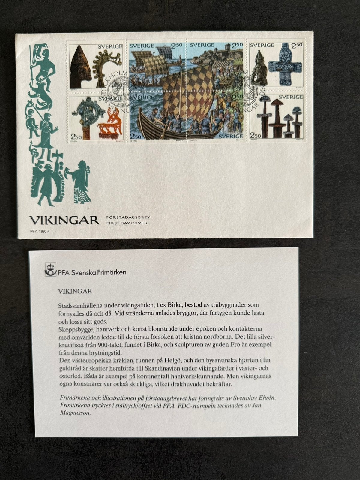 Eerste dag Envelop strookje 8 Zweedse postzegels en kaart, Postzegels en Munten, Ophalen of Verzenden, Envelop