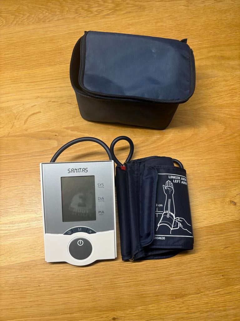 Sanitas Bloeddrukmeter met Manchet en Opbergtas, Ophalen of Verzenden, Zo goed als nieuw, Overige typen