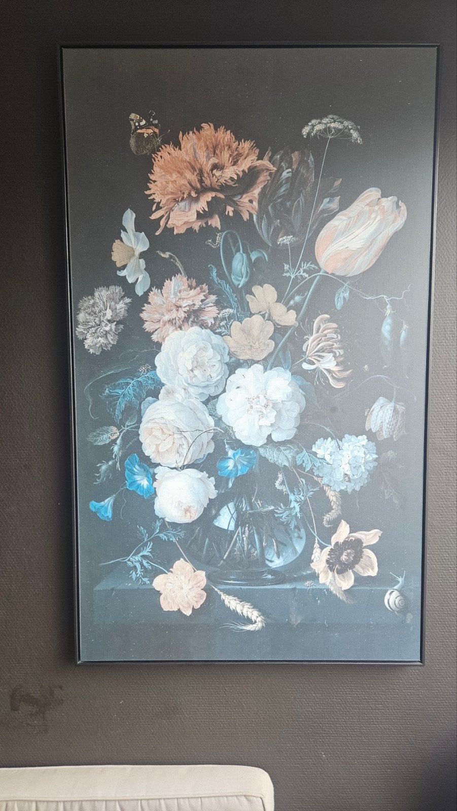 Schilderij met bloemen en vlinder - 120x60 cm, Ophalen, Zo goed als nieuw, Schilderij