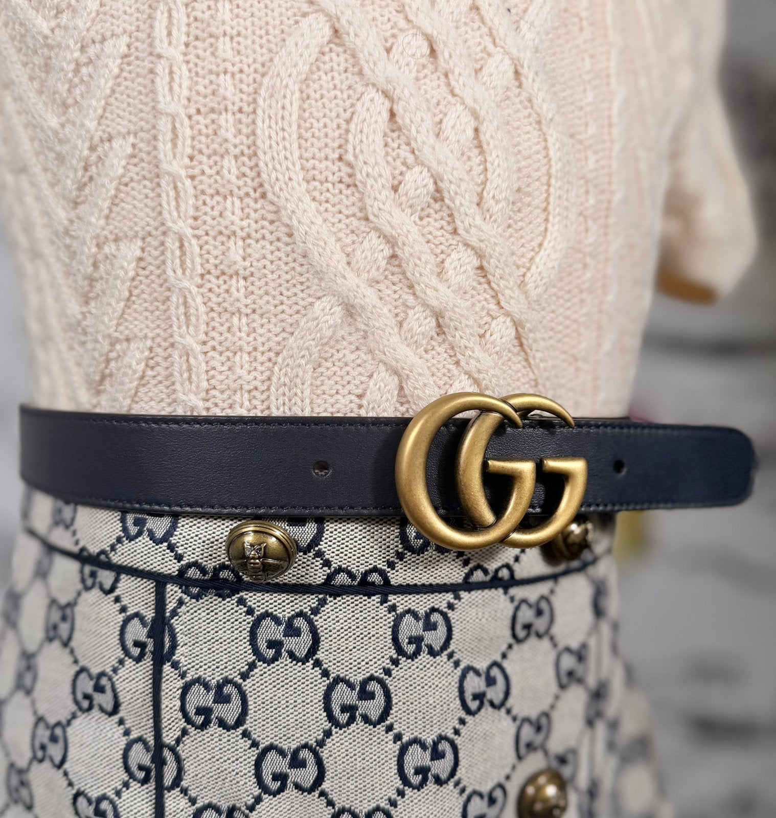 Gucci GG Marmont riem kind maat L 8-12 jaar (250 euro), Blauw, Verzenden, Gucci EU, Customercare@gucci.com