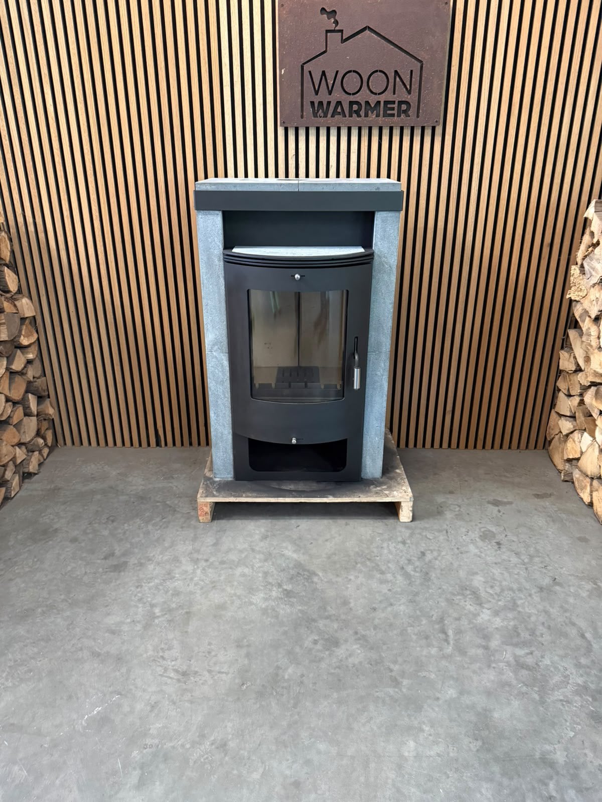 26117 Houtkachel met speksteen 8kw, Ophalen, Info@woonwarmer.nl, Gebruikt, Houtkachel