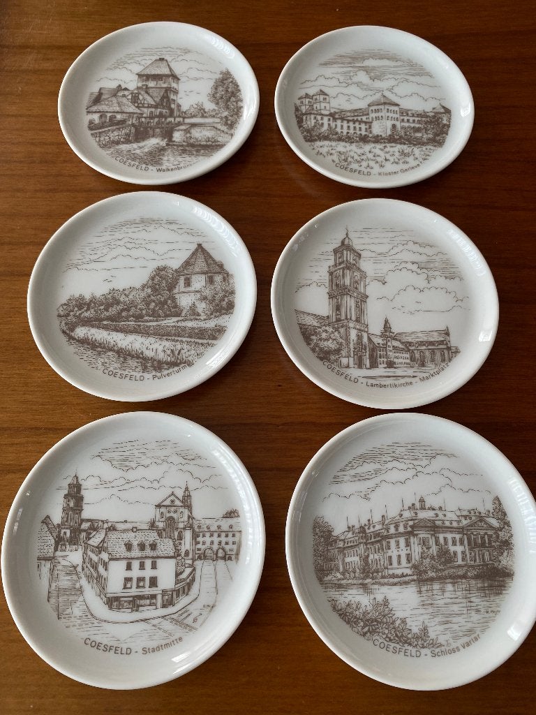 Furstenberg porseleinen onderzetters (6) Coesfeld, Ophalen of Verzenden, Zo goed als nieuw, Glas of Kopje