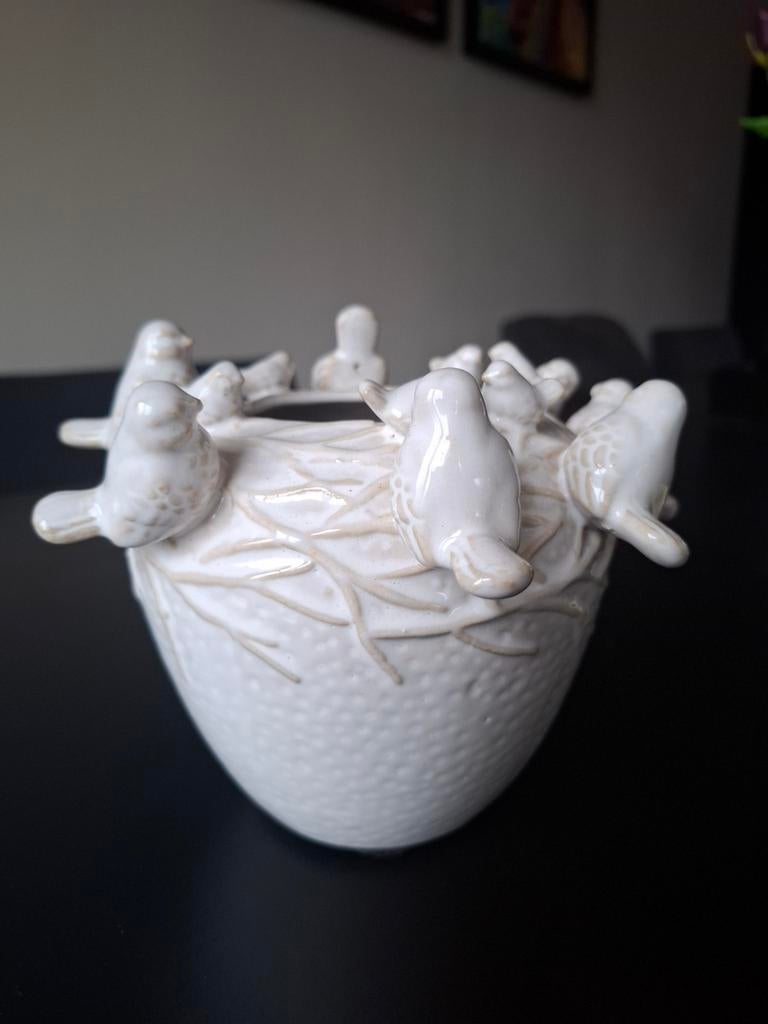 Des pots vaasje te koop. Kleur wit., Ophalen, Gebruikt, Wit, Aardewerk of Porselein