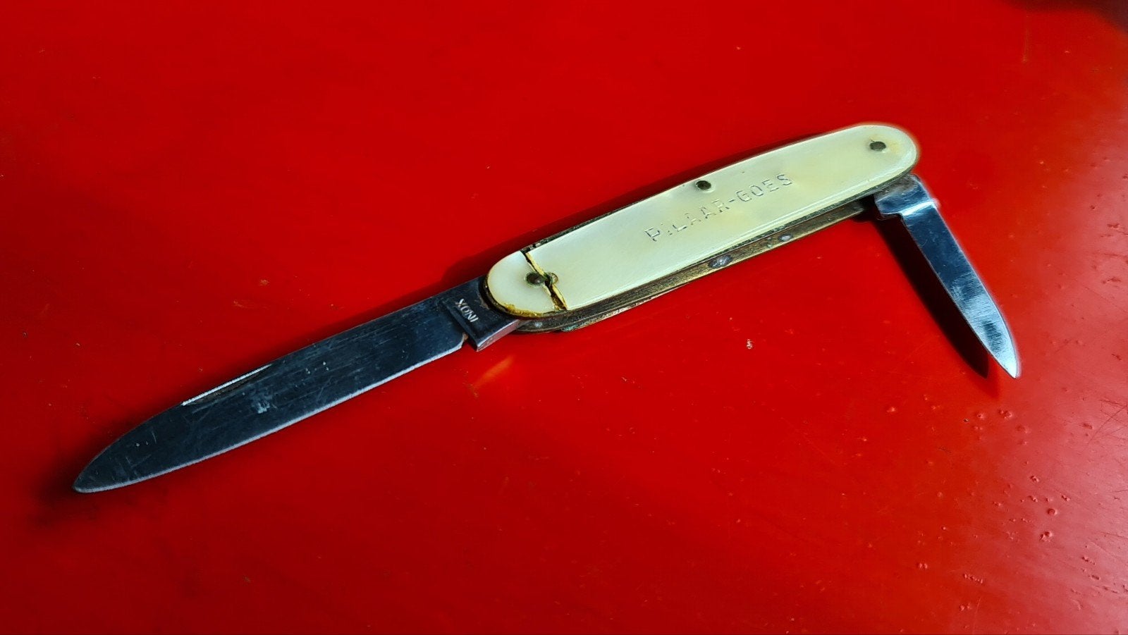 Antiek zakmes PILAAR-GOES met parelmoer handvat, Antiek en Kunst, Ophalen of Verzenden