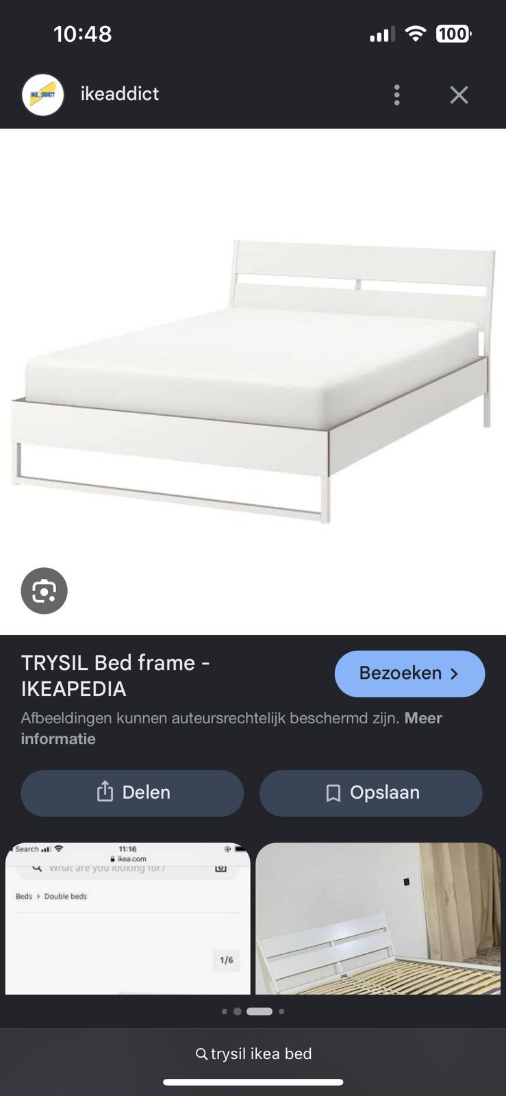 Ikea bedframe, Ophalen, Overige materialen, Wit, Tweepersoons
