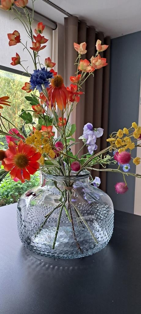 Grote glazen vaas/vissenkom met bobbeltjespatroon, Ophalen of Verzenden