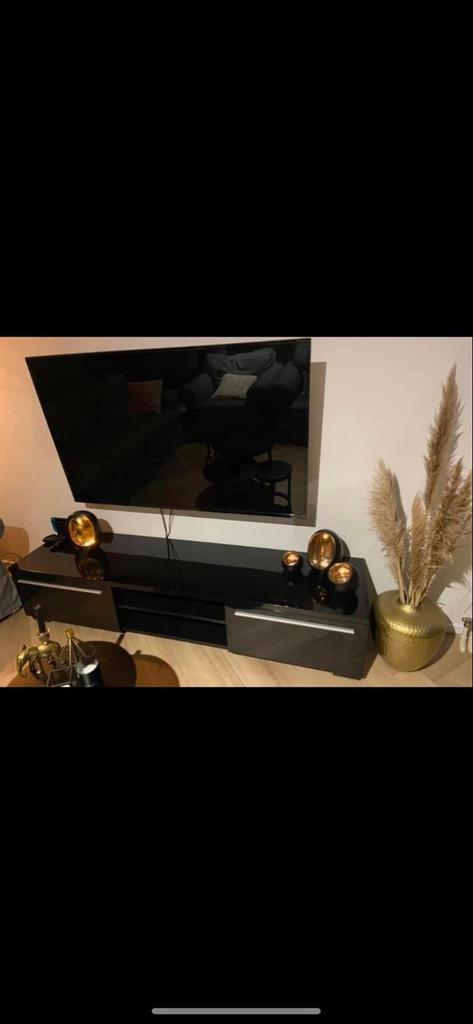 Zwart tv meubel, Ophalen, Gebruikt, 150 tot 200 cm, Minder dan 100 cm
