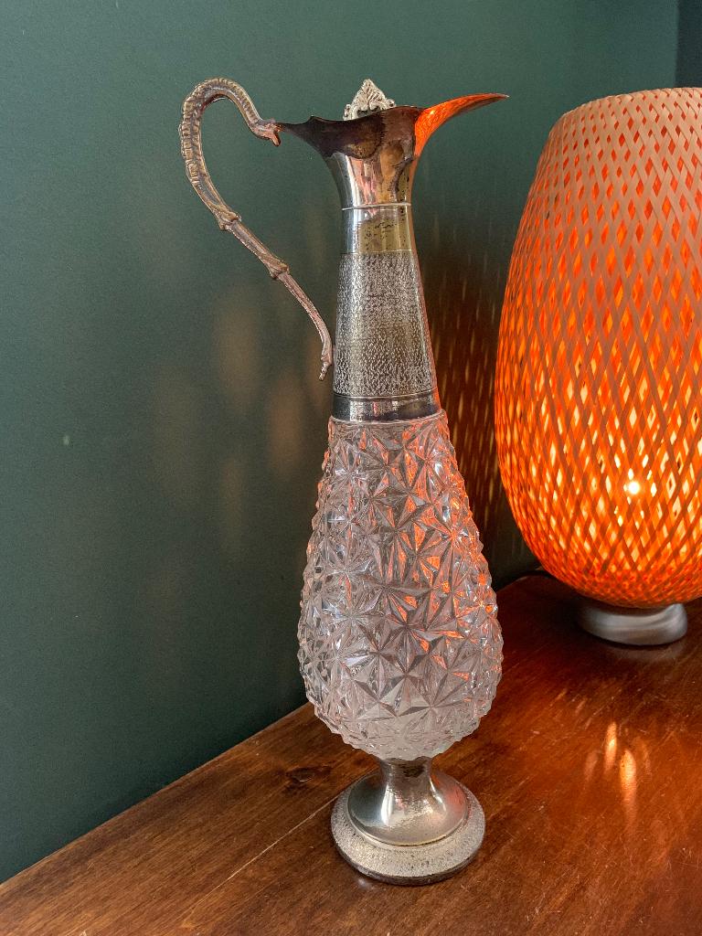 Norleans karaf verzilverd kristal made in Italy, Antiek en Kunst, Antiek | Glas en Kristal, Ophalen of Verzenden