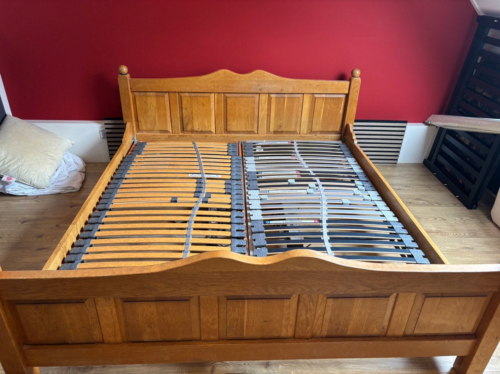 Eiken houten bed 180 x 200, Ophalen, Gebruikt, Bruin, Tweepersoons