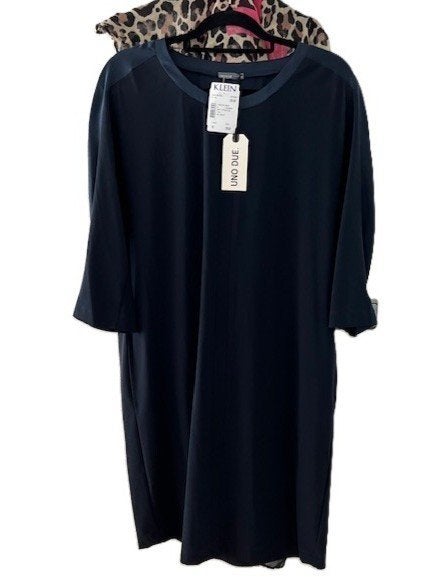 NIEUW UNO DUE Tuniek Jurk Travelstof 42 Navy, UNO DUE, Maat 42/44 (L), Nieuw, Knielengte