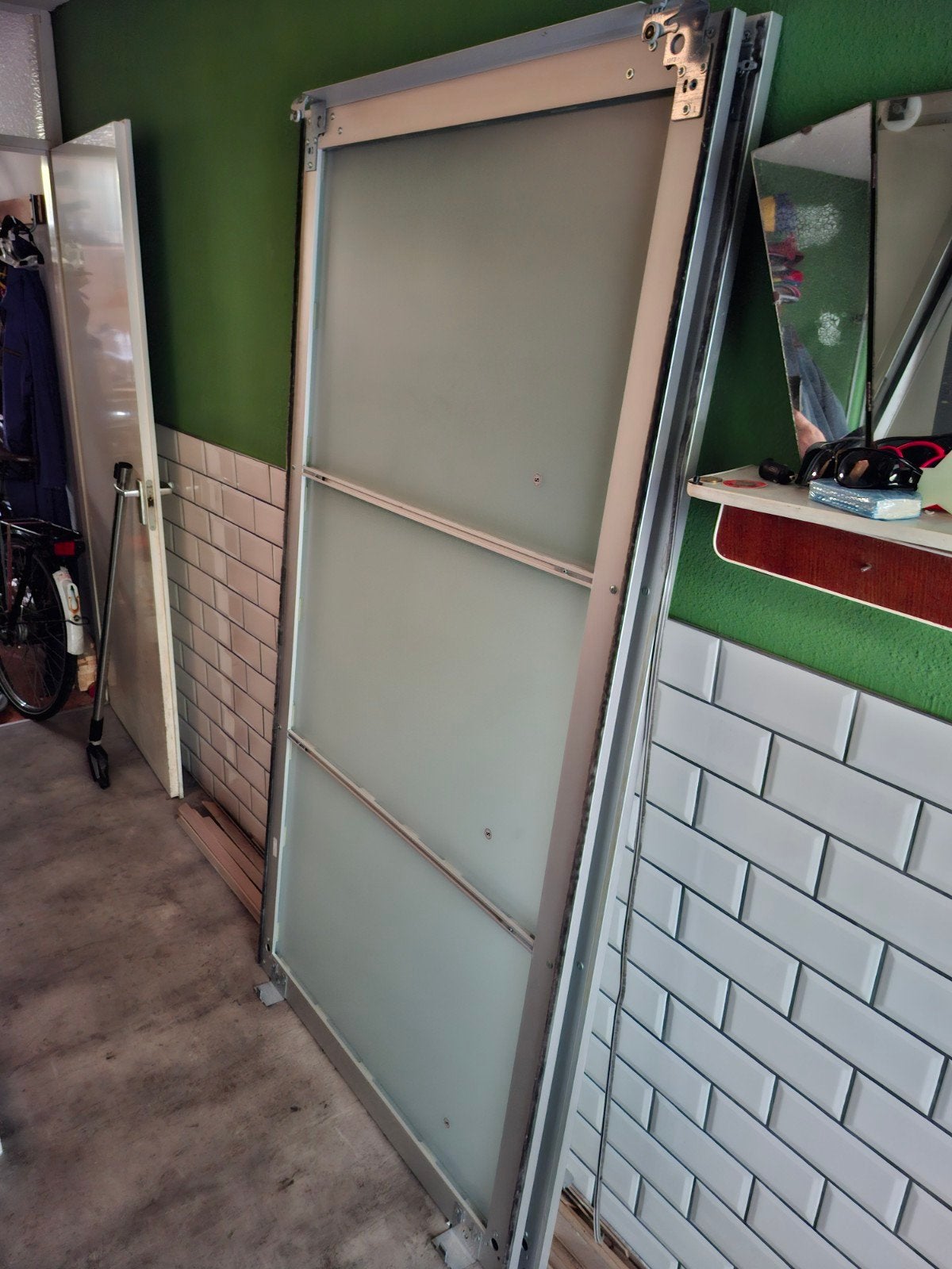 Schuifdeuren ikea pax alui met matglas en aluminium frame, 80 tot 100 cm, Binnendeur, Ophalen of Verzenden, Zo goed als nieuw