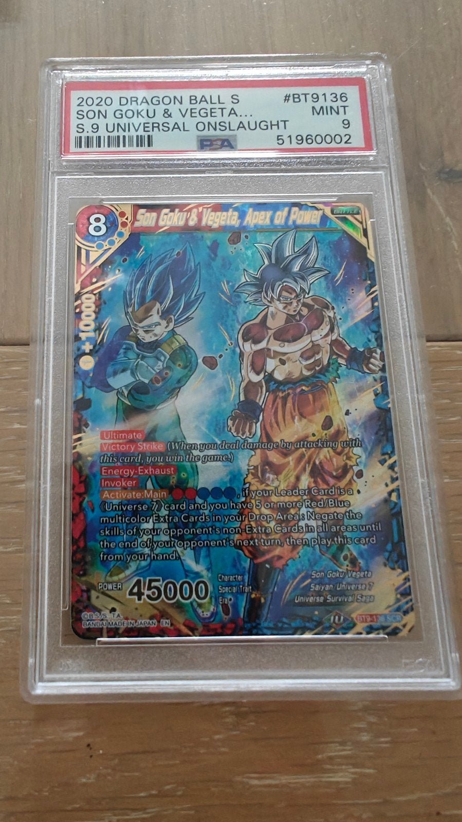 Dragon Ball Super Card Game Son Goku & Vegeta PSA 9, Ophalen of Verzenden, Zo goed als nieuw, Losse kaart