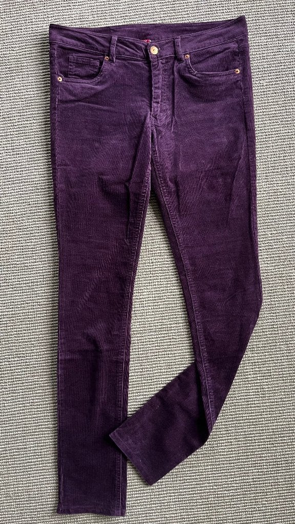 Paarse/ aubergine baby-rib broek (H&M), Maat 38/40 (M), H&M, Paars, Ophalen of Verzenden