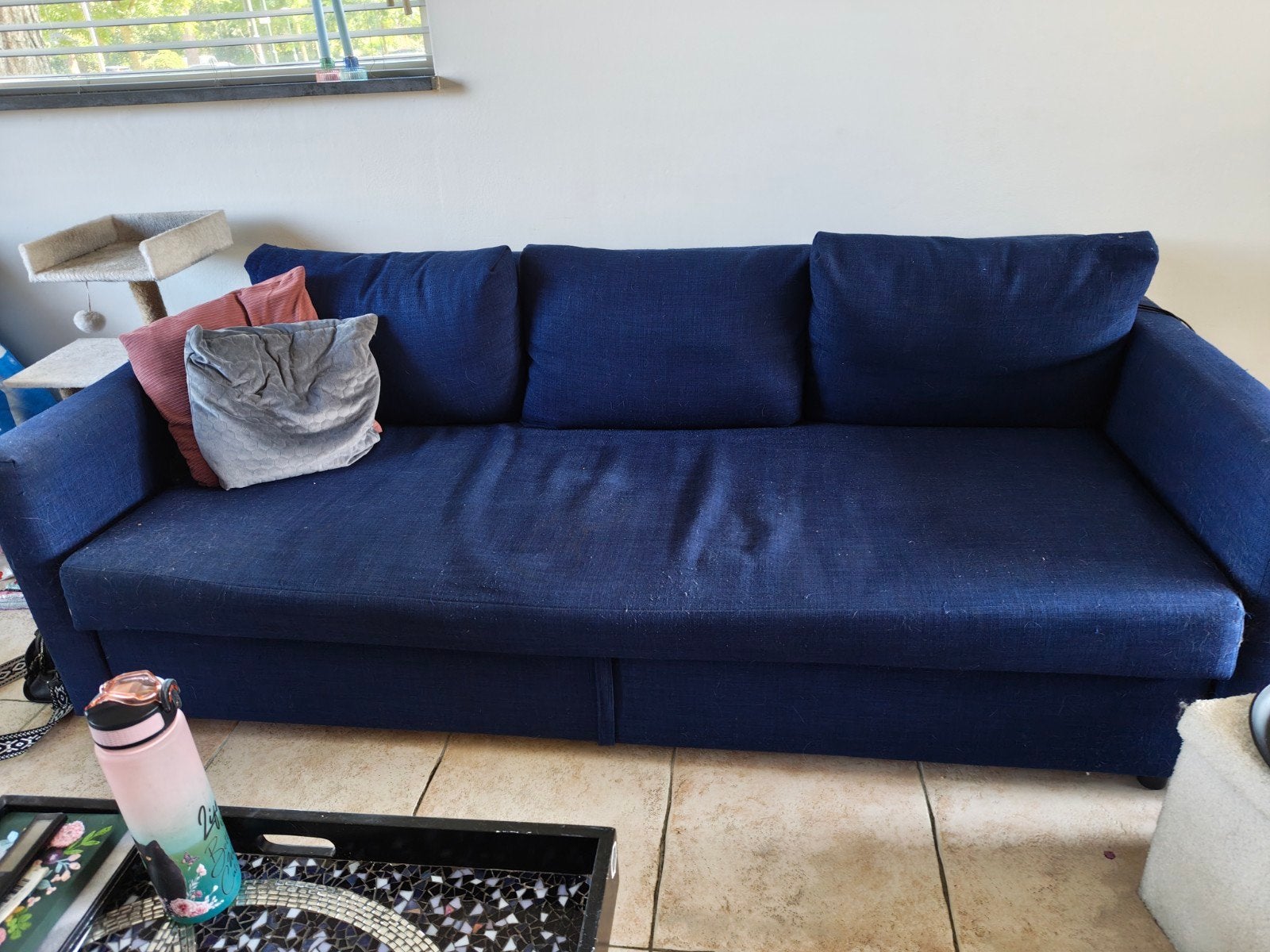 IKEA FRIHETEN Slaapbank - Blauw, Ophalen, Gebruikt, Blauw, Tweepersoons