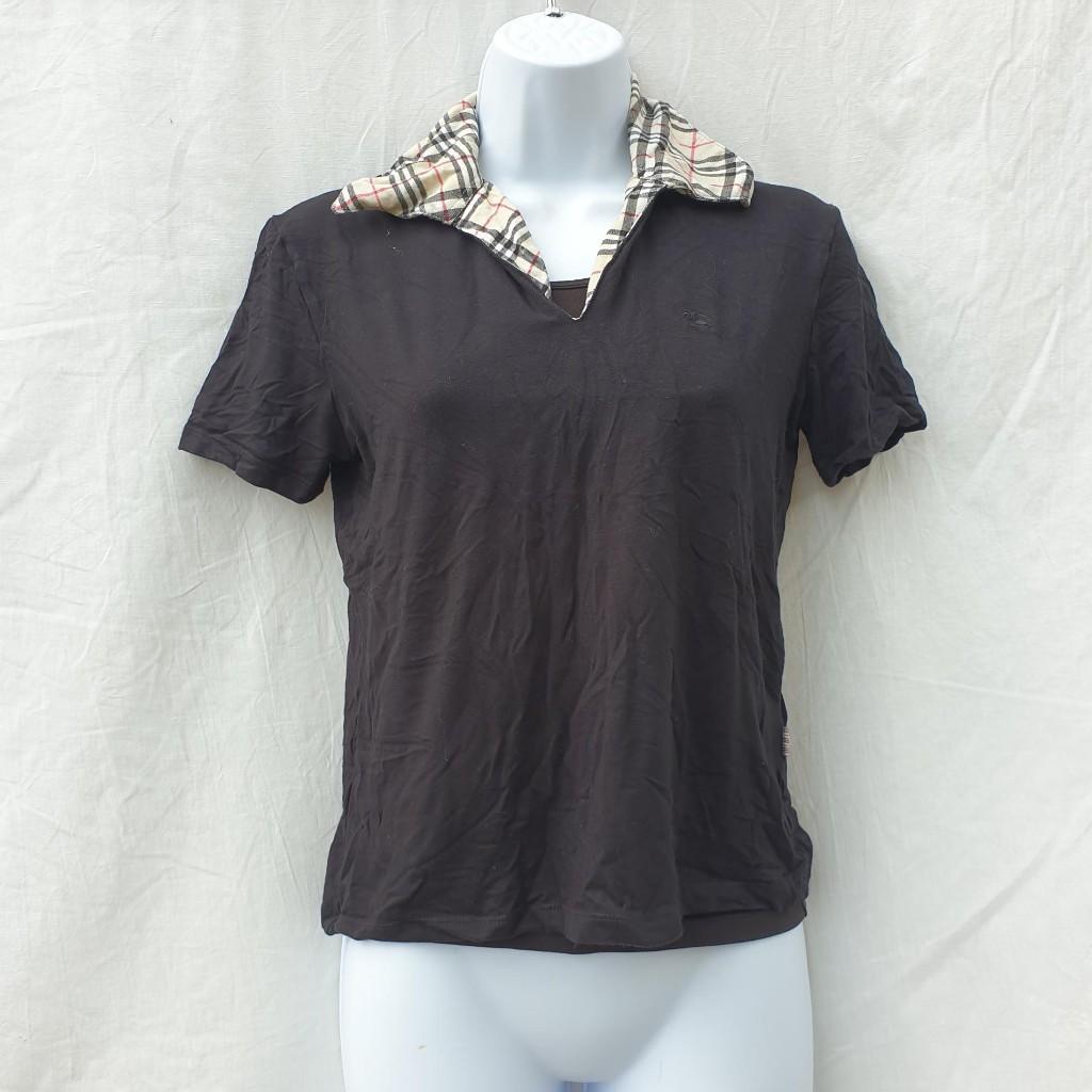Stoere zwarte dames polo mt M merk Burberry London, Maat 38/40 (M), ., Zwart, Ophalen of Verzenden