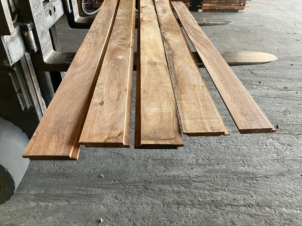 Hardhout-planken-channelsiding-schutting-wanddelen-20x125 mm, Ophalen, Planken, Nieuw, Hardhout