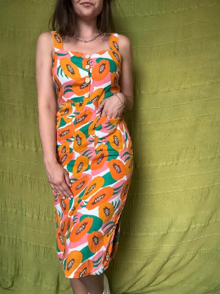 Jurkje / jurk - Nice Things - print - papaya - 36/S/small, Kleding | Dames, Hgv, Ophalen of Verzenden, Nice things, Knielengte