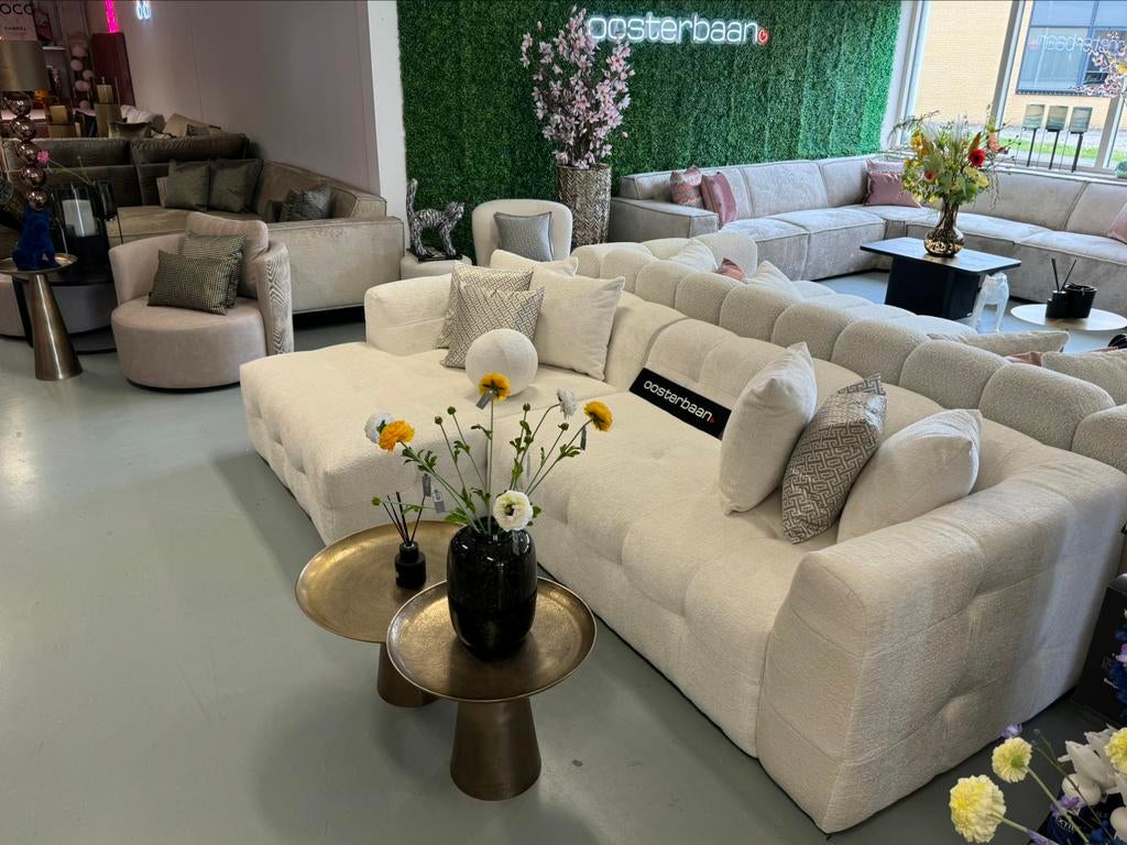 Luxe Velvet Teddy Loungebank Flipper Wit 160x290cm NIEUW, Huis en Inrichting, 250 tot 300 cm, Info@oosterbaanwonen.nl, Hoekbank